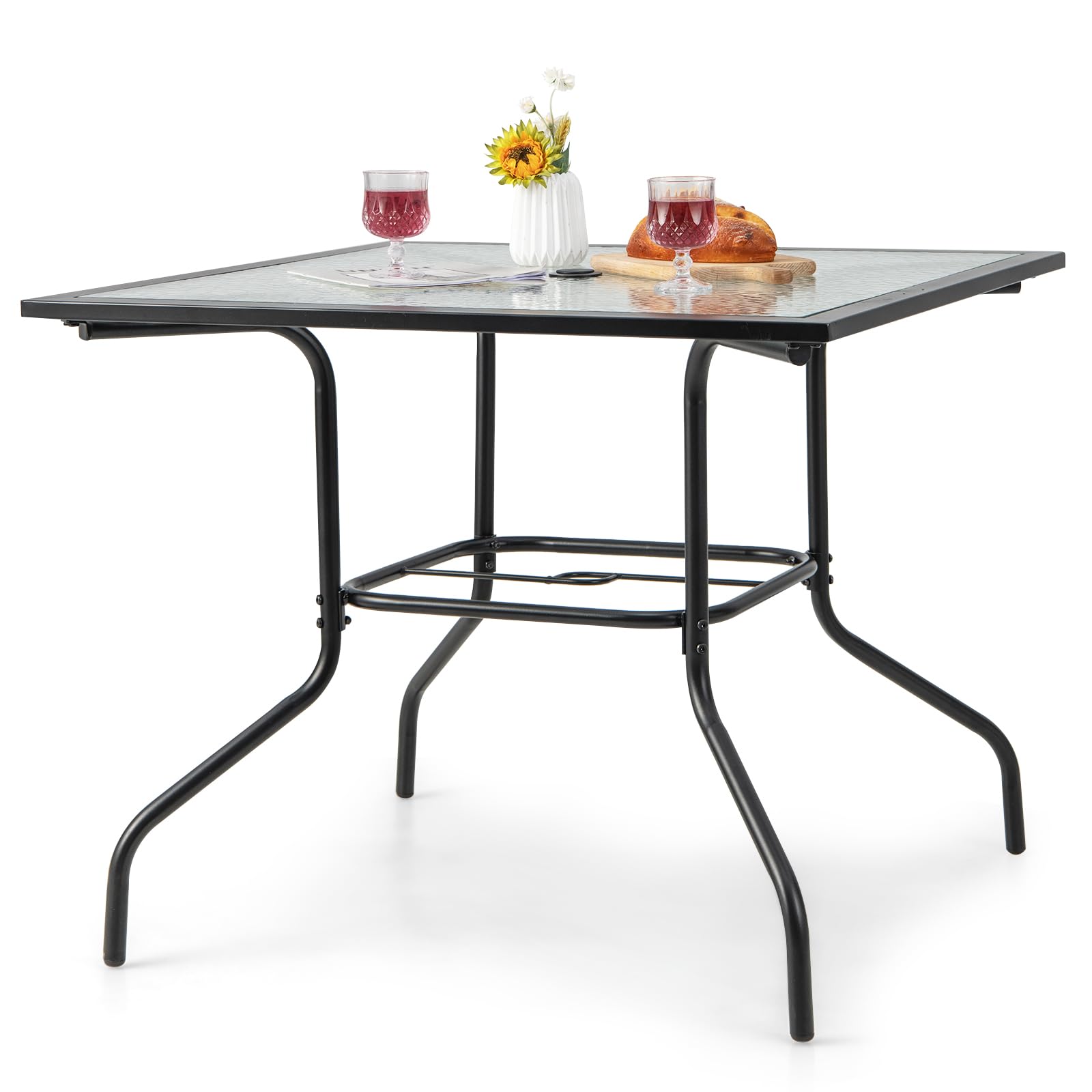Table de bistrot Tangkula de 35 pouces avec trou pour parasol de 1,5 po